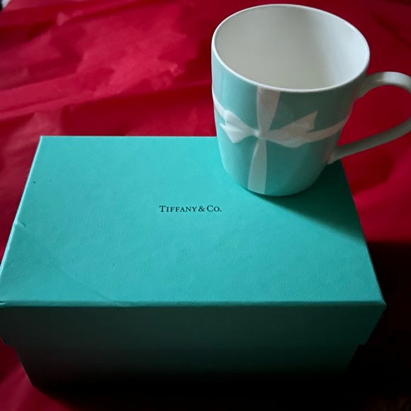 TIFFANY & CO Bow Ribbon Bone China Blue Mug Cup - Picture 2 of 3